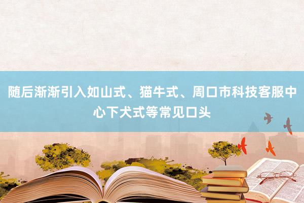 随后渐渐引入如山式、猫牛式、周口市科技客服中心下犬式等常见口头